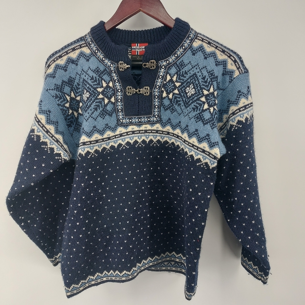 Arctic Circle 66 33' Wool Sweater Teen/Women Blue Norway Sizе XS Pewter Buckles